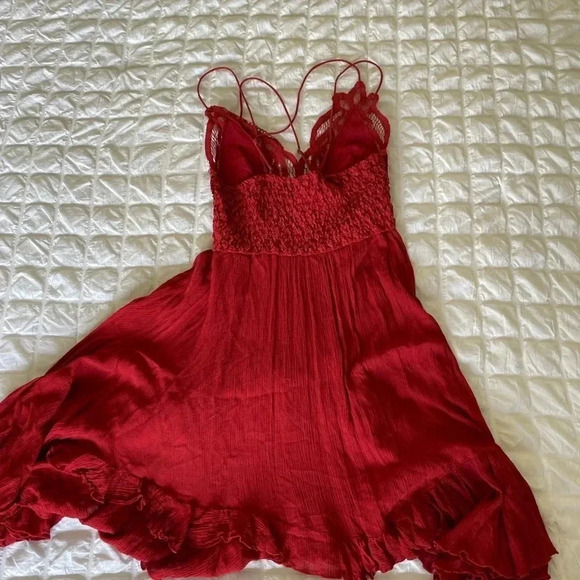 Free People Adela red orange lace boho mini dress - Picture 10 of 10